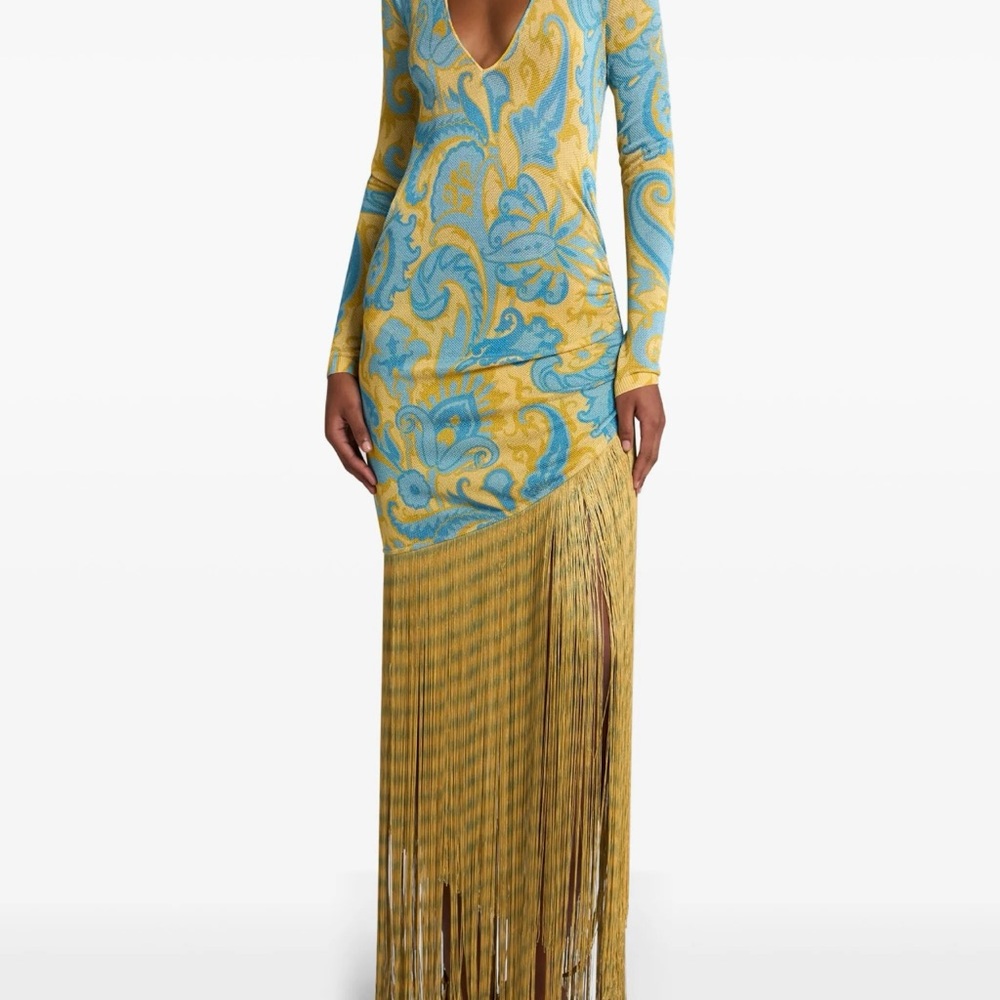ETRO yellow & blue fringe maxi dress - sold out - 38 - Picture 3 of 13